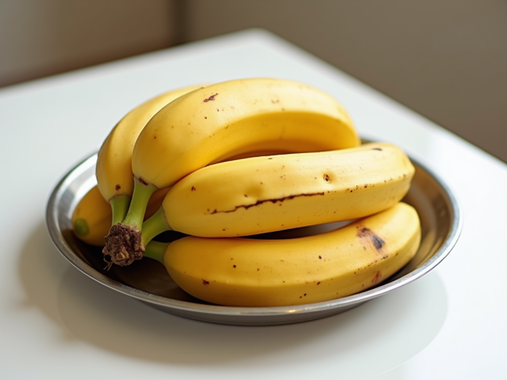 Ripe yellow plantain with black spots